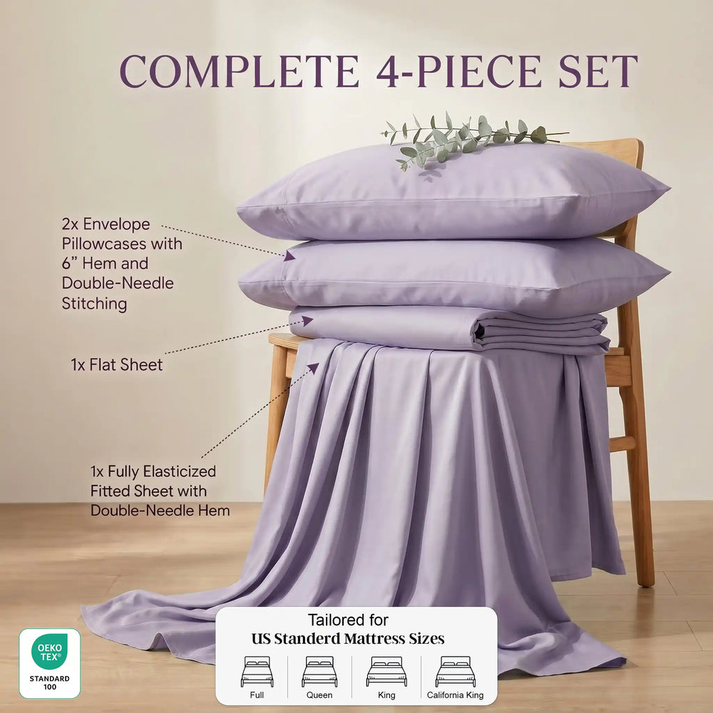TENCEL Lyocell Sheet Set 4-Piece Moisture-Wicking All-Season Sleep