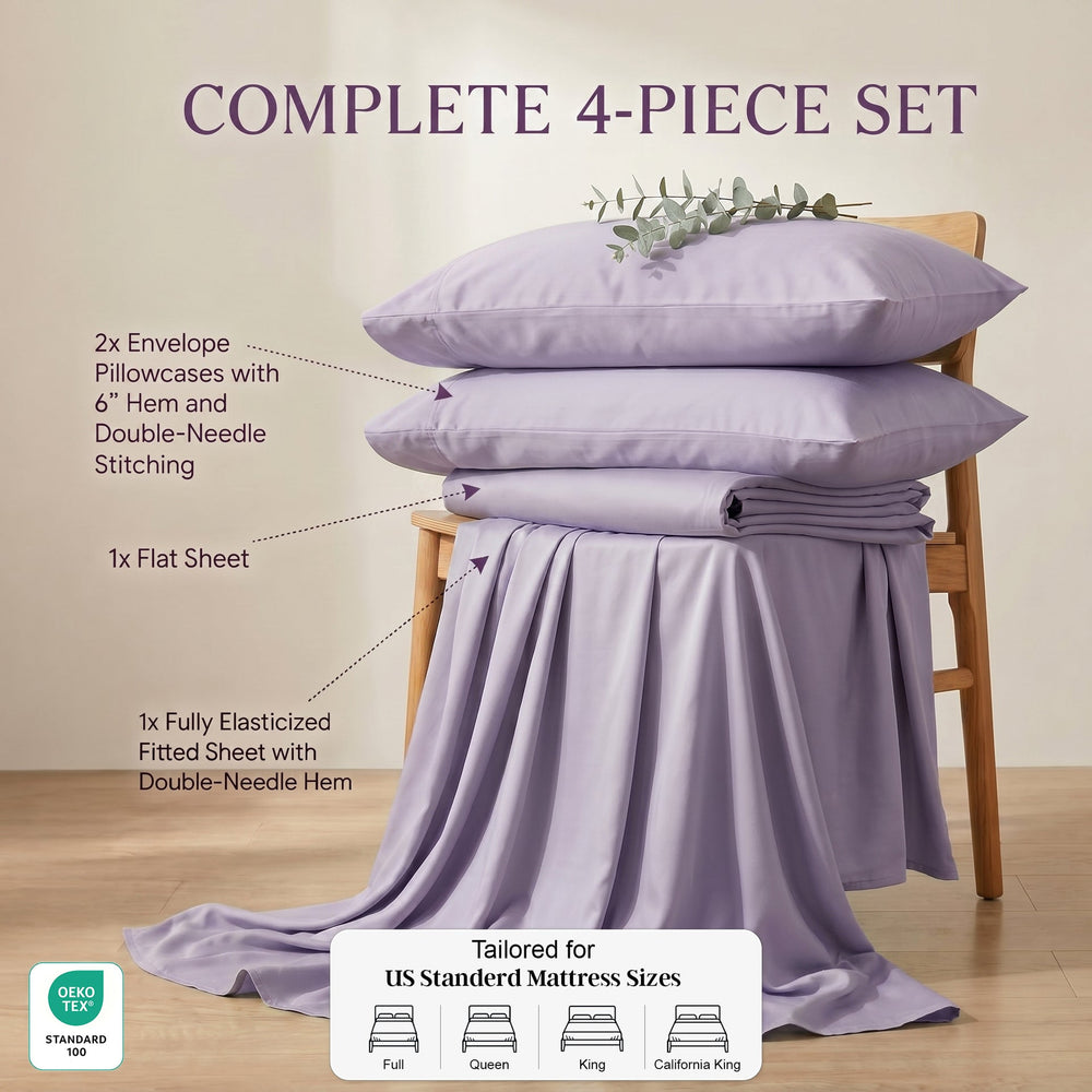 TENCEL Lyocell Sheet Set 4-Piece Moisture-Wicking All-Season Sleep Media 2
