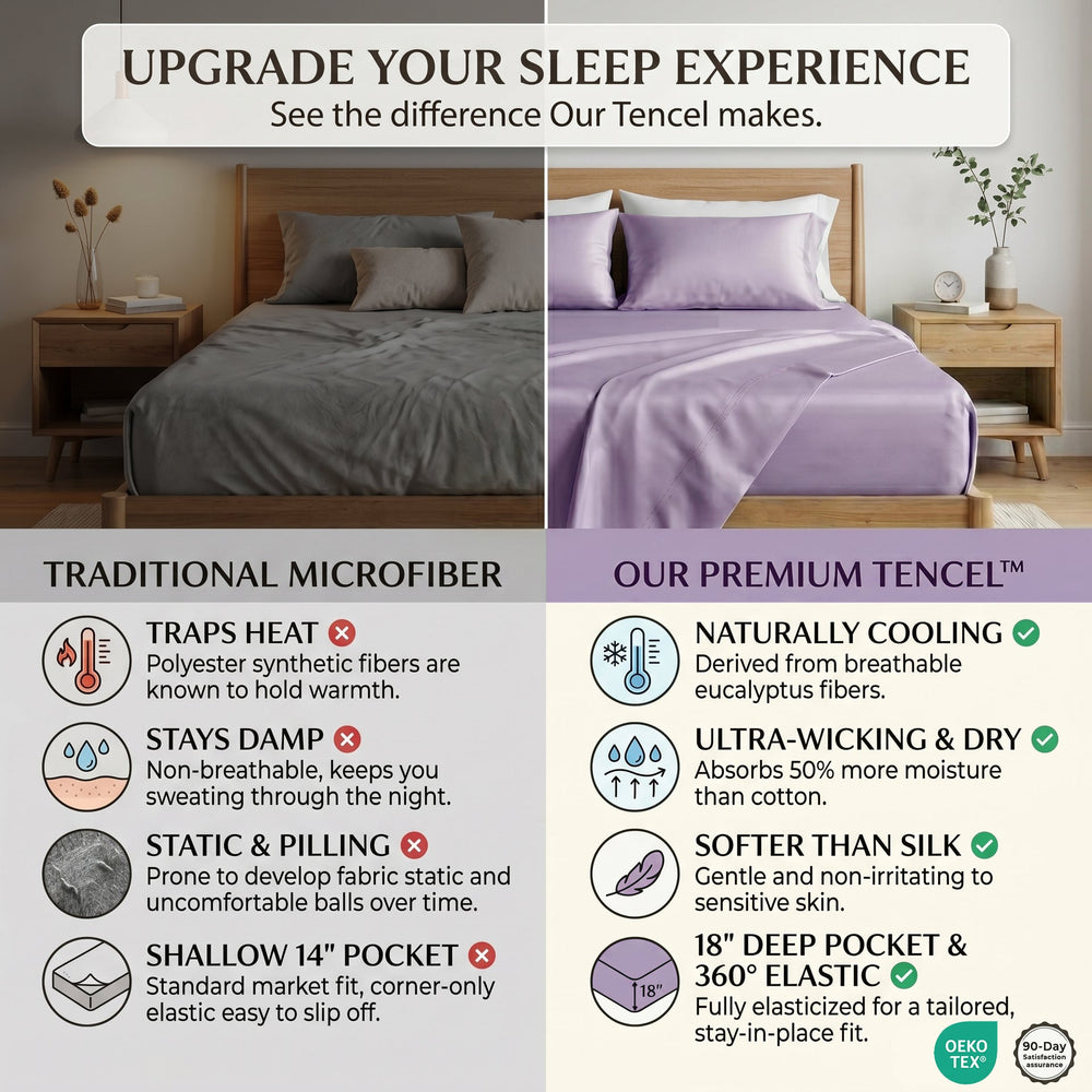 TENCEL Lyocell Sheet Set 4-Piece Moisture-Wicking All-Season Sleep Media 5