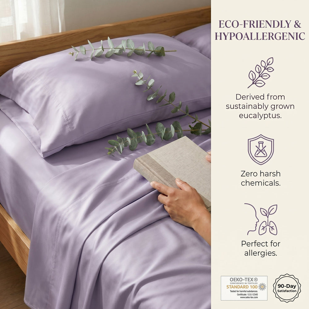 TENCEL Lyocell Sheet Set 4-Piece Moisture-Wicking All-Season Sleep Media 6