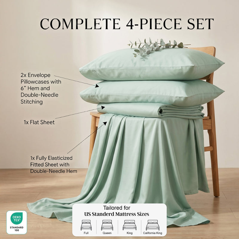 TENCEL Lyocell Sheet Set 4-Piece Moisture-Wicking All-Season Sleep
