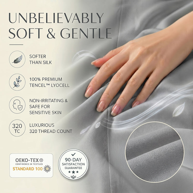 TENCEL Lyocell Sheet Set 4-Piece Moisture-Wicking All-Season Sleep