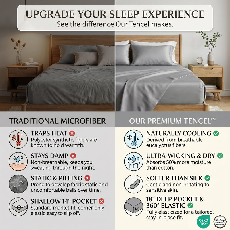 TENCEL Lyocell Sheet Set 4-Piece Moisture-Wicking All-Season Sleep