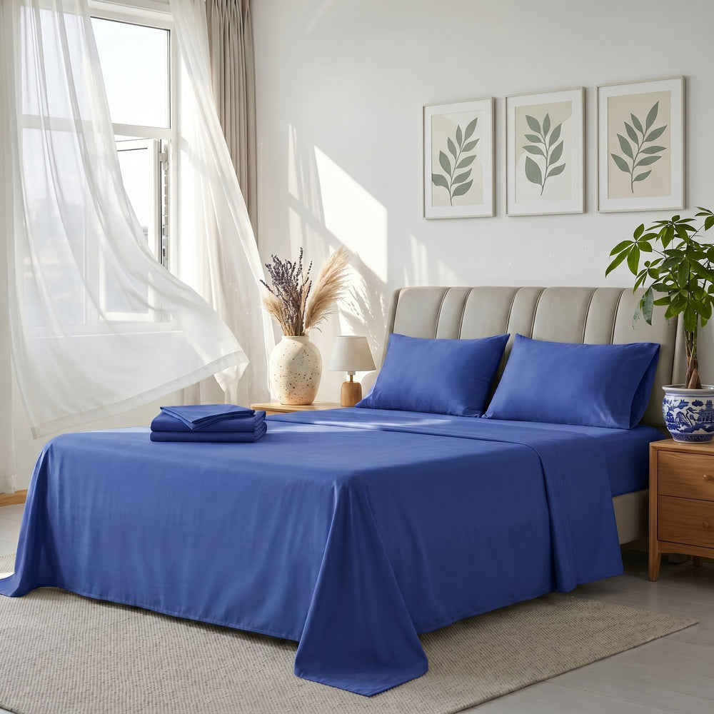 TENCEL Lyocell Sheet Set 4-Piece Moisture-Wicking All-Season Sleep Media 48
