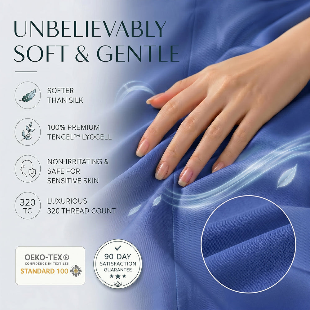 TENCEL Lyocell Sheet Set 4-Piece Moisture-Wicking All-Season Sleep Media 39