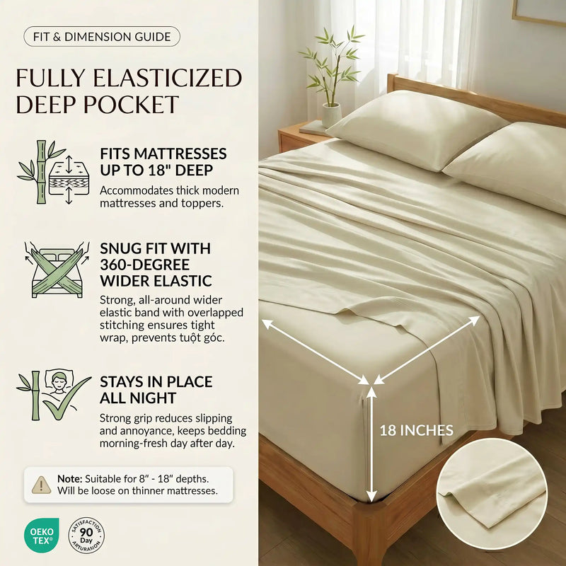 Bamboo Sheet Set Organic Bamboo & Oeko-Tex Certified Soft Sleep Comfort