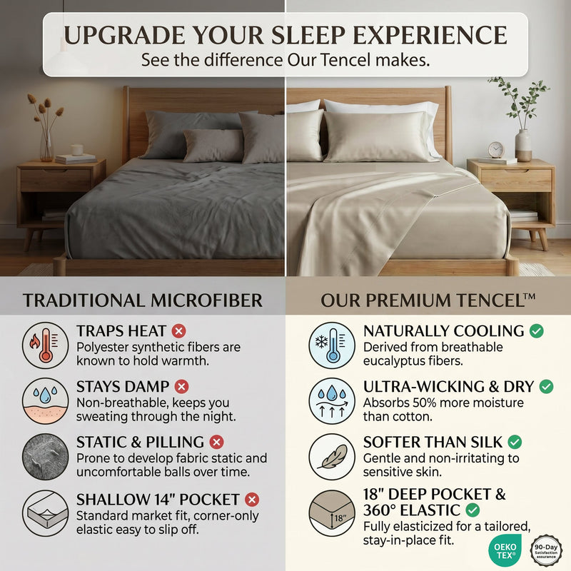 TENCEL Lyocell Sheet Set 4-Piece Moisture-Wicking All-Season Sleep