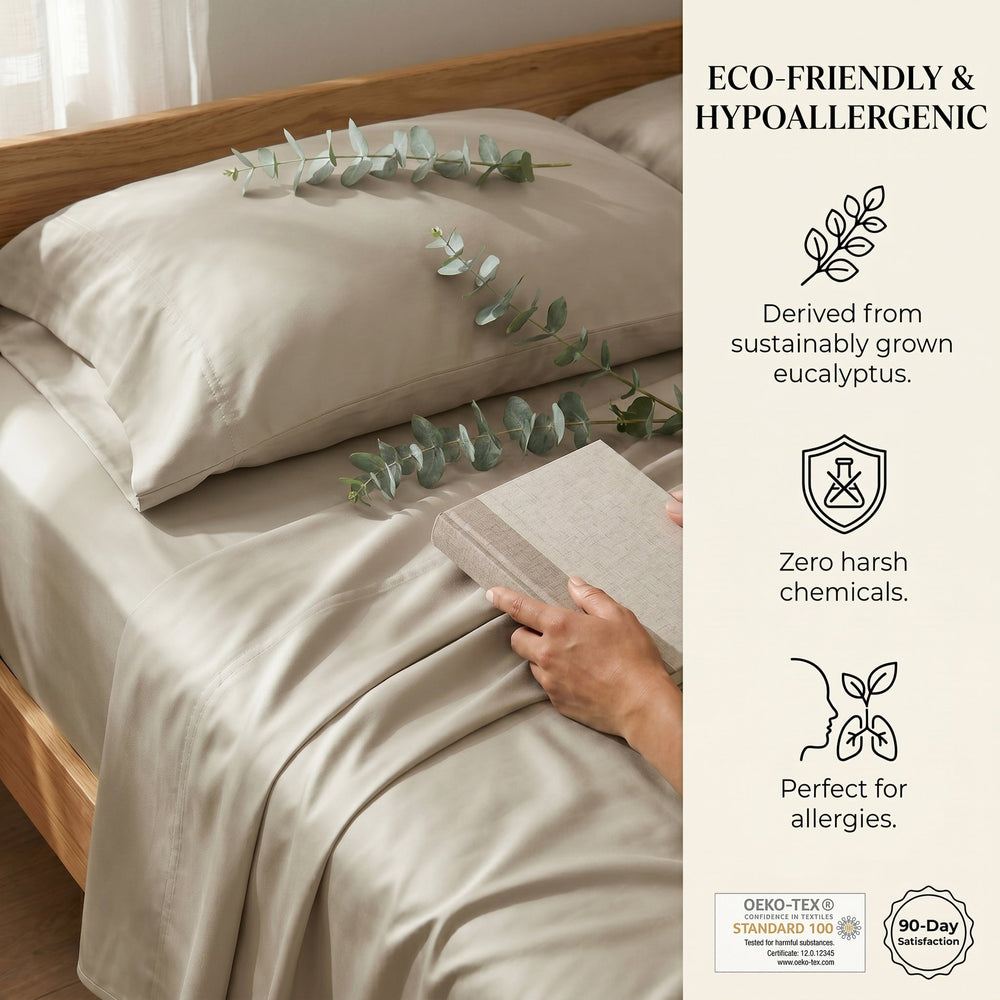 TENCEL Lyocell Sheet Set 4-Piece Moisture-Wicking All-Season Sleep Media 90