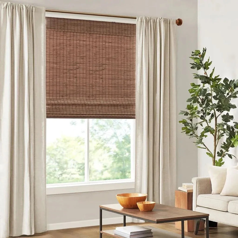 Bamboo Roman Shade Light Filtering 64-Inch Window Covering For Living Room