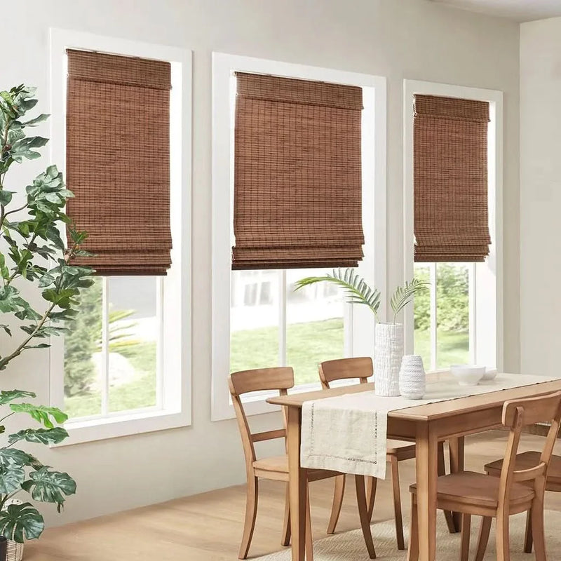 Bamboo Roman Shade Light Filtering 64-Inch Window Covering For Living Room