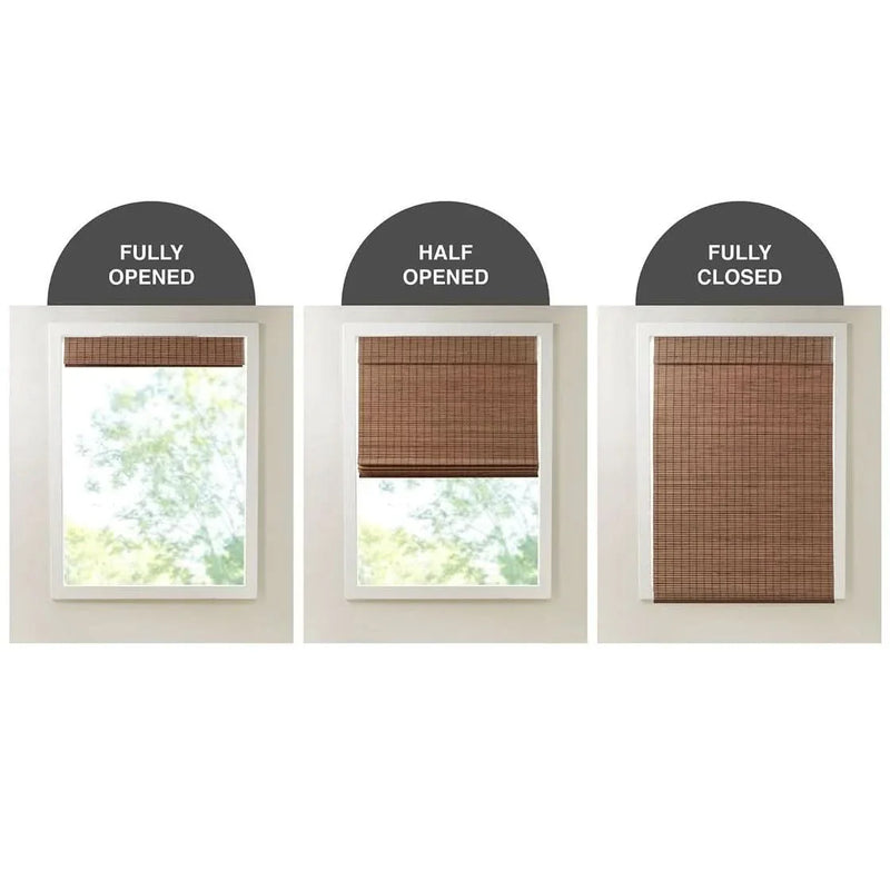 Bamboo Roman Shade Light Filtering 64-Inch Window Covering For Living Room