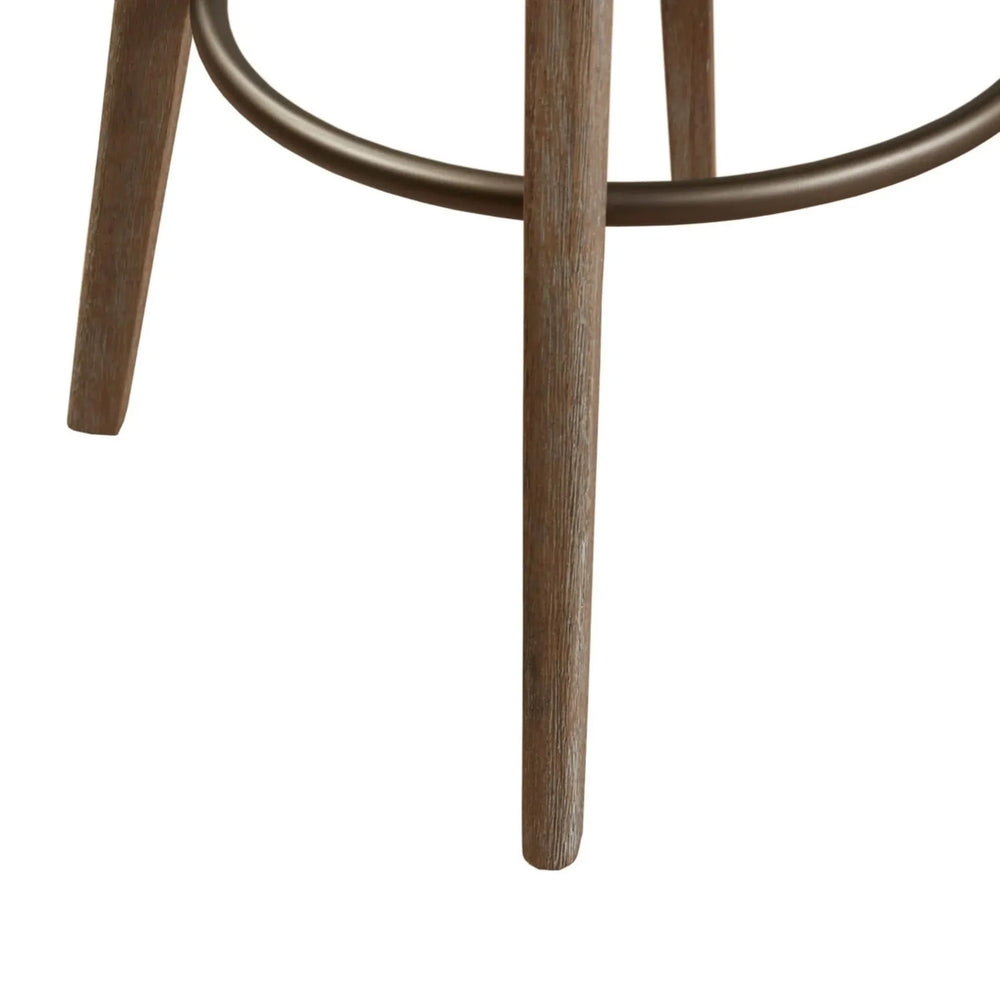 Bar Stool Sand Polyester Upholstery Swivel Seat And Reclaimed Grey Wood Media 8