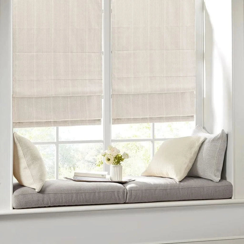 Room Darkening Roman Shade Polyester Cordless 64 Inch Long Window Covering