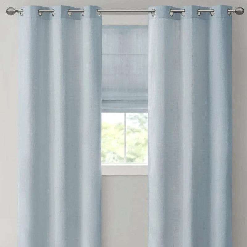 Roman Shade Basketweave Polyester Blue Room Darkening Cordless Decor