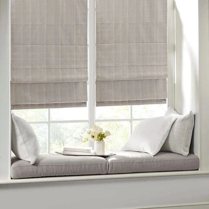Room Darkening Roman Shade Cordless Polyester Taupe Window Treatment