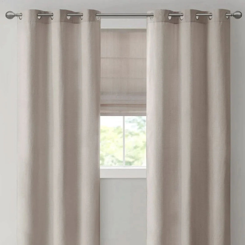 Roman Shade Basketweave Polyester Room Darkening Cordless Window Treatment