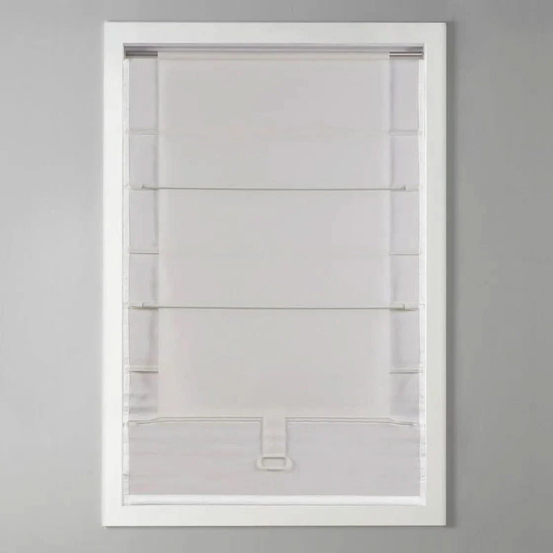 Roman Shade Polyester Basketweave Cordless Room Darkening Window Treatment