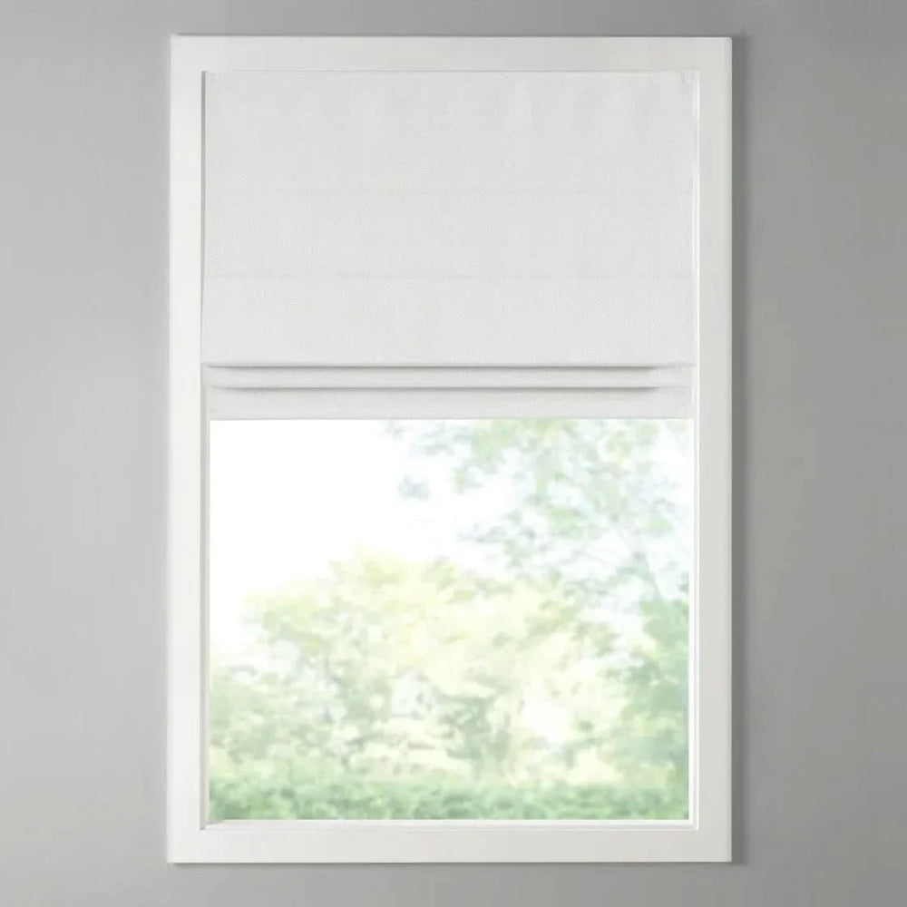 Cordless Roman Shade Polyester White Room Darkening For Living Room Privacy Media 2