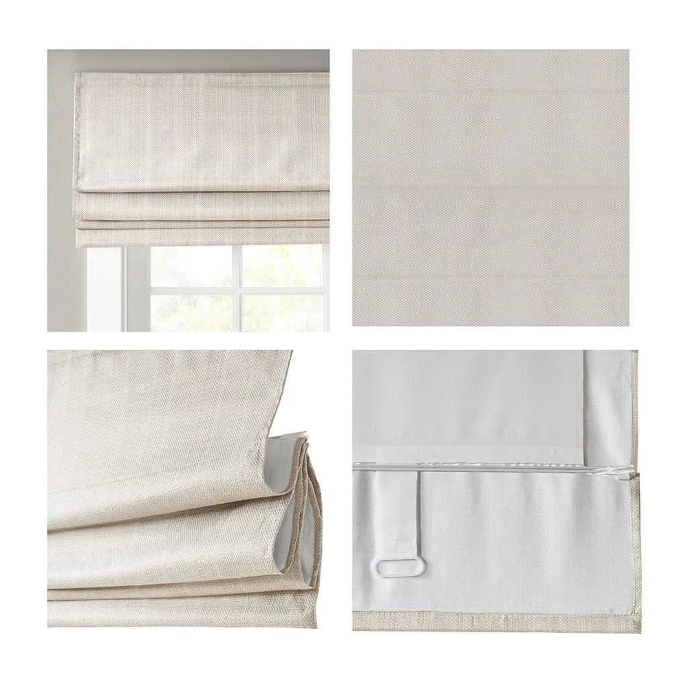 Roman Shade Basketweave Polyester Ivory Cordless Window Treatment Media 8