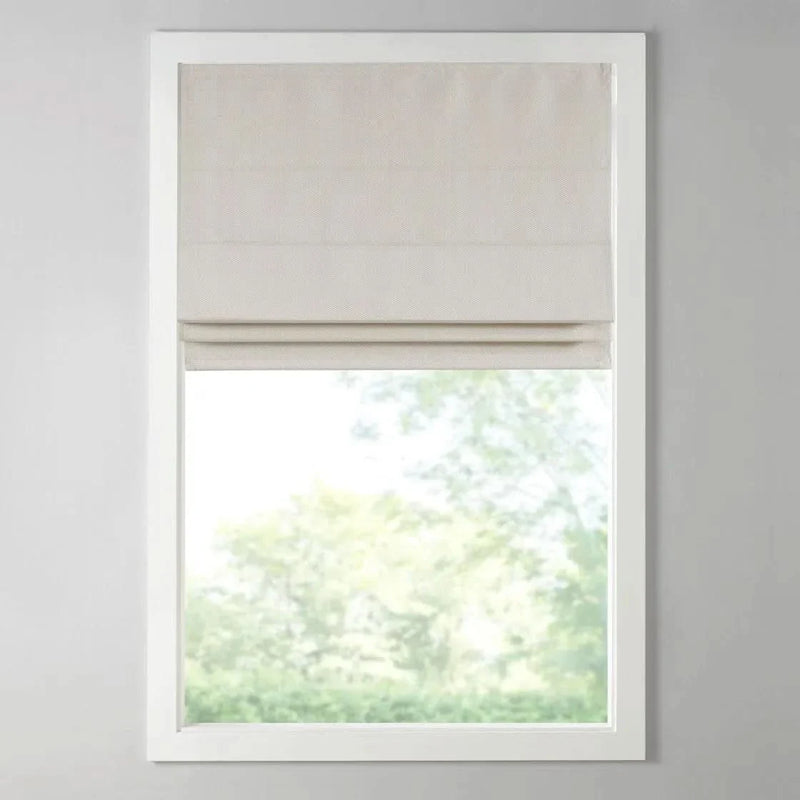 Room Darkening Cordless Roman Shade Ivory Basketweave Polyester Casual