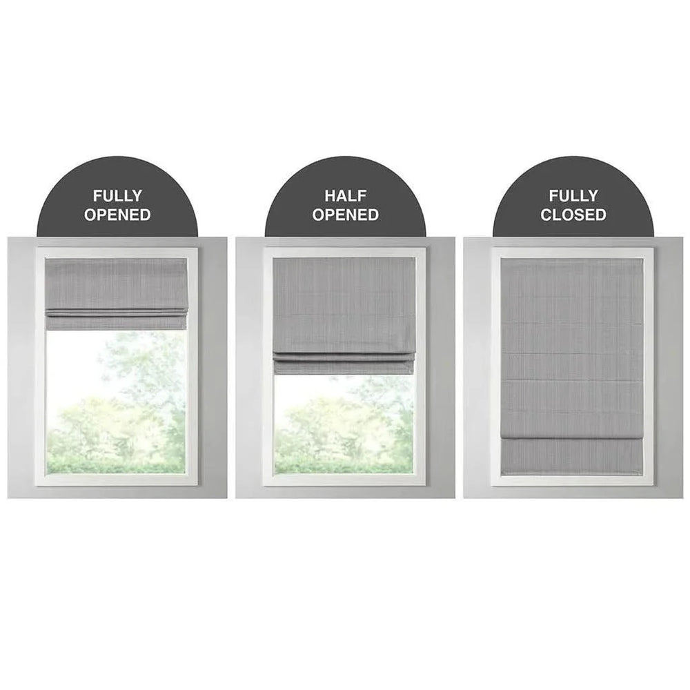 Cordless Roman Shade Basketweave Polyester Room Darkening Window Treatment Media 7
