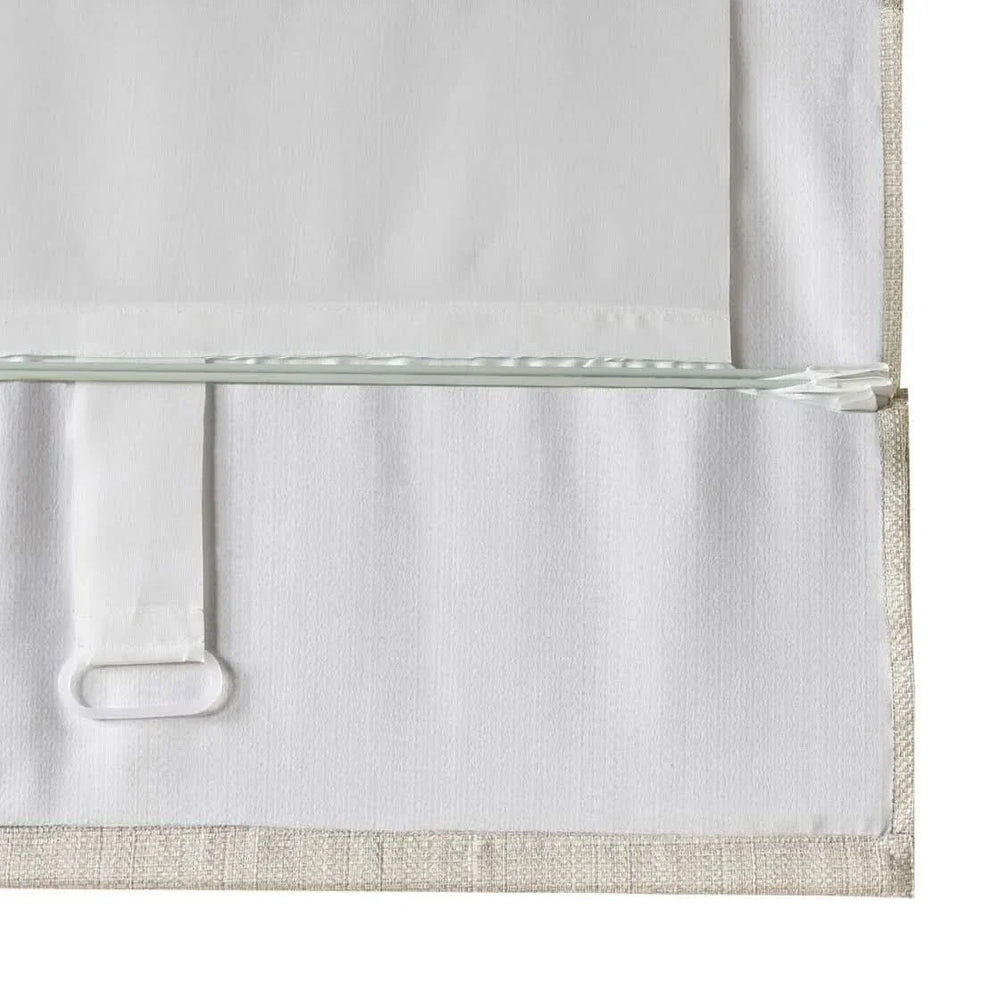 Room Darkening Roman Shade Ivory Textured Basketweave Polyester Cordless Media 3