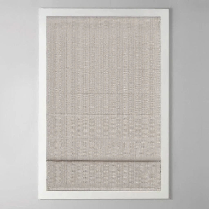 Roman Shade Basketweave Polyester Cordless Room Darkening Window Treatment