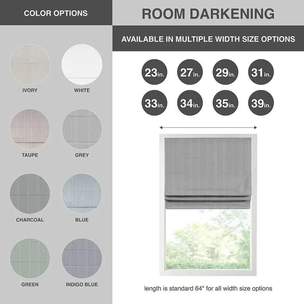 Cordless Roman Shade Basketweave Polyester Room Darkening Window Covering Media 8