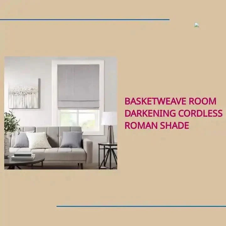 Room Darkening Roman Shade Cordless Basketweave Polyester Casual Window Shade Media 3