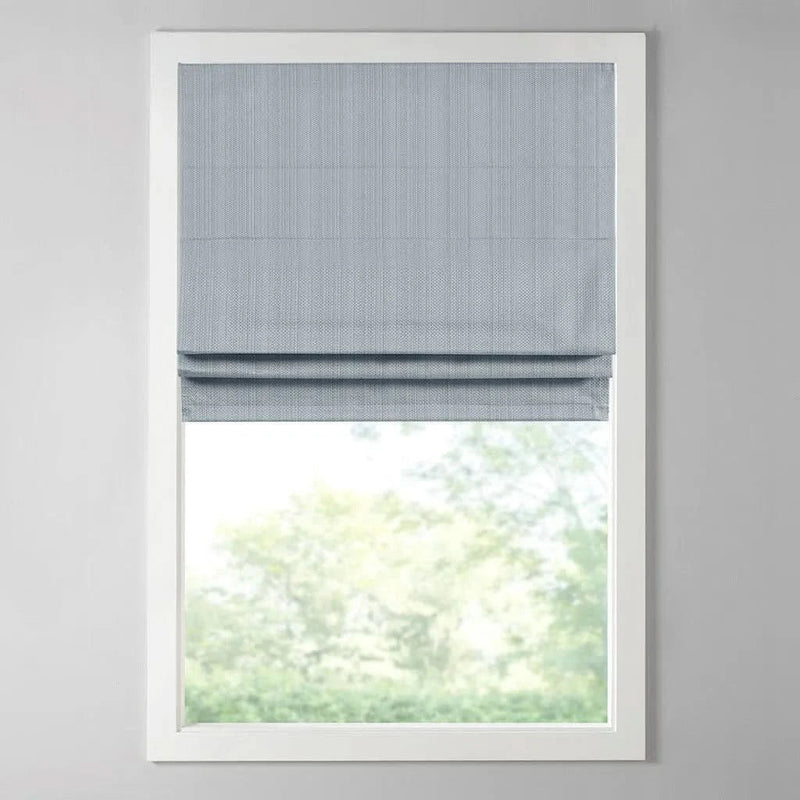 Basketweave Roman Shade Room Darkening Polyester Bright Blue Cordless