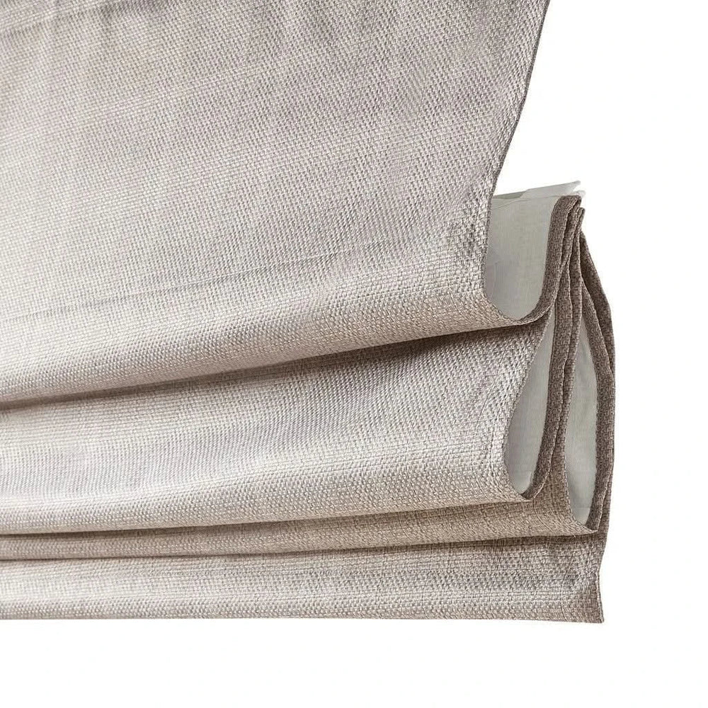 Roman Shade Basketweave Polyester Room Darkening Cordless Window Treatment Media 17