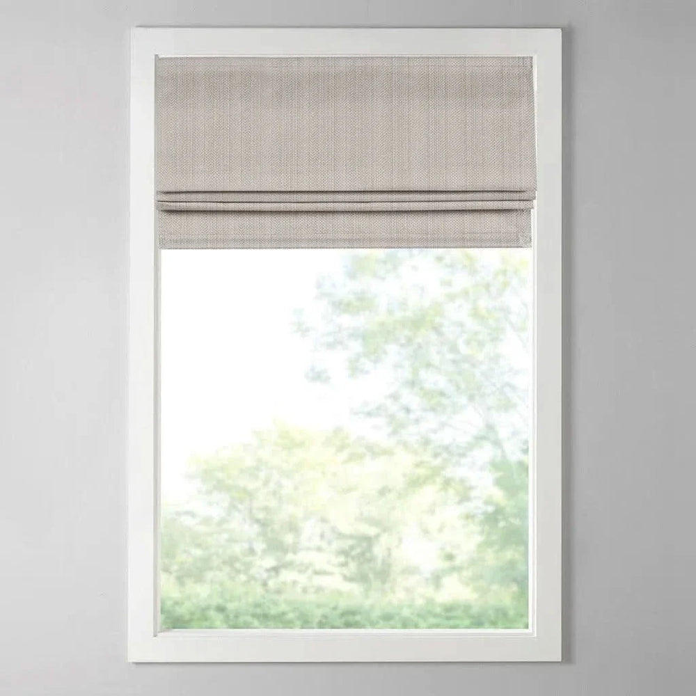 Roman Shade Cordless Polyester Basketweave Room Darkening 64 Inch Length Media 8