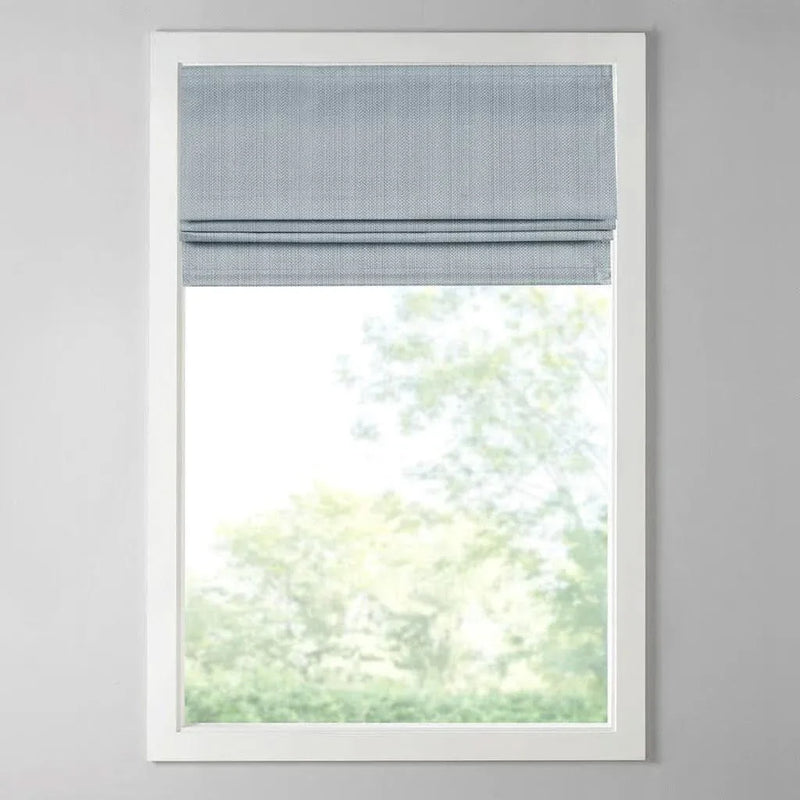 Basketweave Roman Shade Room Darkening Polyester Bright Blue Cordless