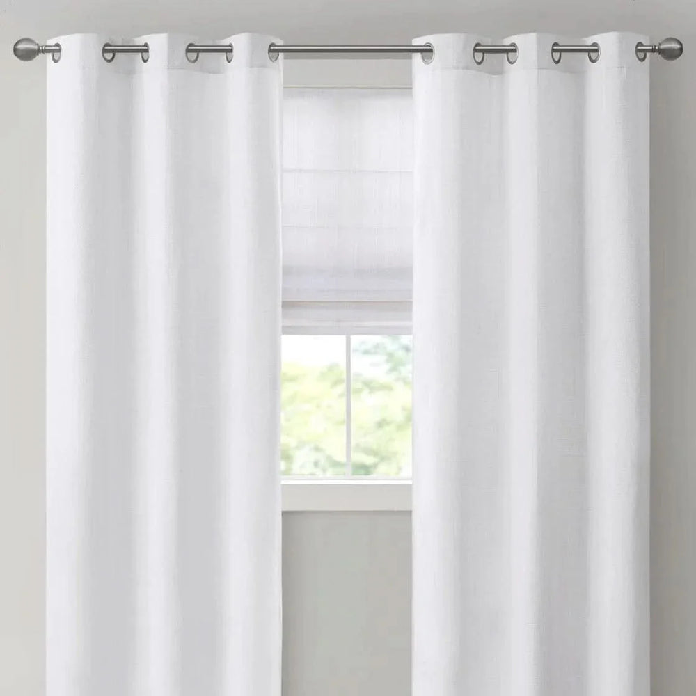 Cordless Roman Shade Polyester White Casual Living Room Window Treatment Media 9