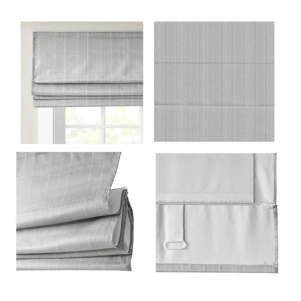 Room Darkening Roman Shade Basketweave Polyester Cordless Window Covering Media 3