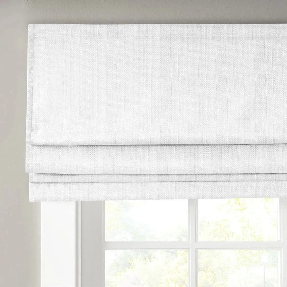 Room Darkening Roman Shade Polyester White Window Shade Basketweave Media 14