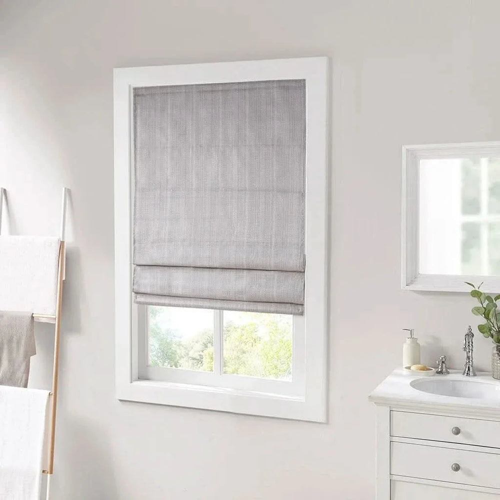 Room Darkening Cordless Roman Shade Polyester Basketweave Casual Look Media 14