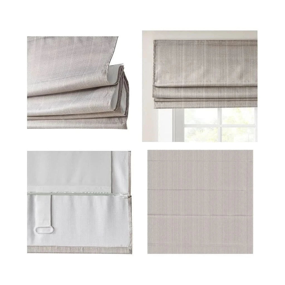 Room Darkening Roman Shade Polyester Cordless Basketweave Window Shade Media 18