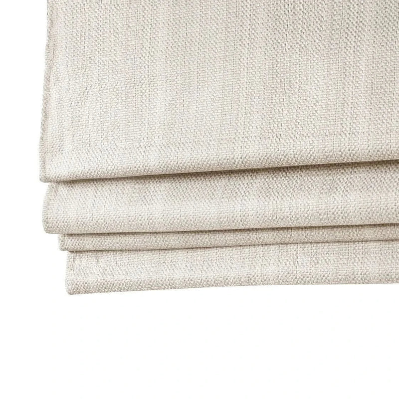 Room Darkening Roman Shade Ivory Textured Basketweave Polyester Cordless