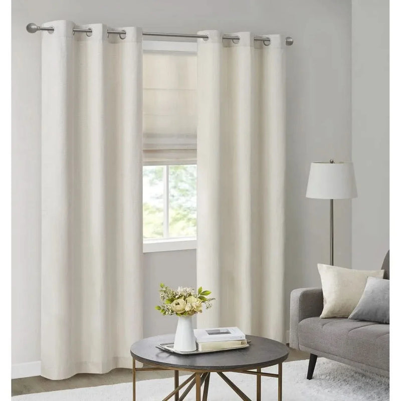 Roman Shade Basketweave Polyester Ivory Cordless Window Treatment