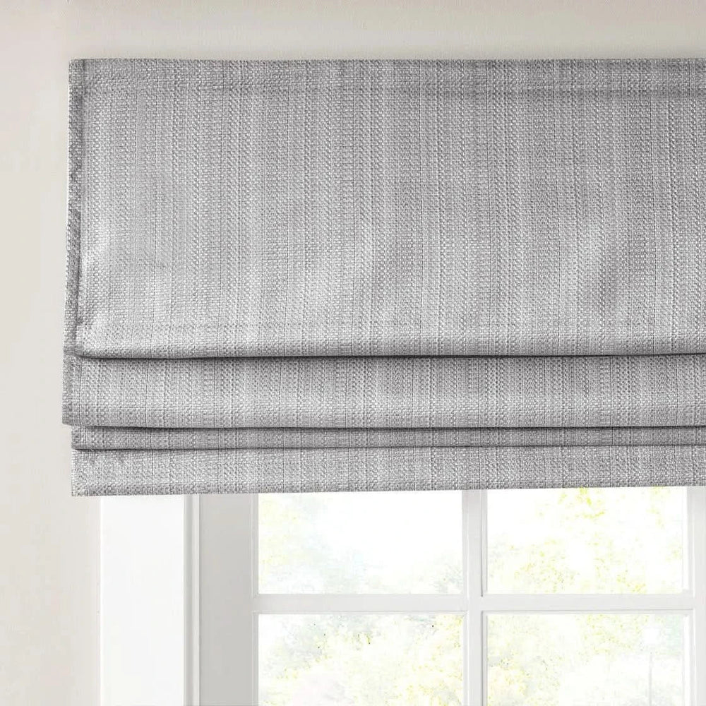 Roman Shade Grey Polyester Basketweave Cordless Room Darkening 64 Inch Media 19