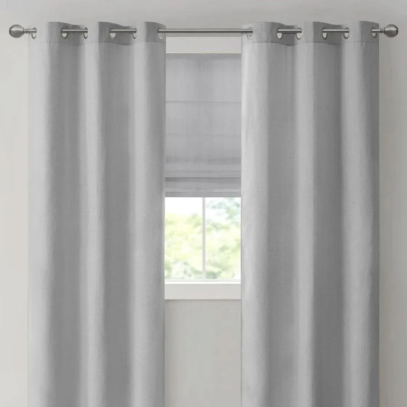 Room Darkening Cordless Roman Shade Grey Polyester Basketweave Casual