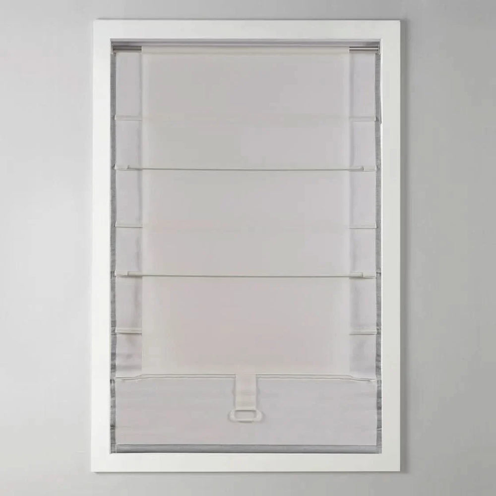 Room Darkening Roman Shade Basketweave Polyester Cordless Window Covering Media 6