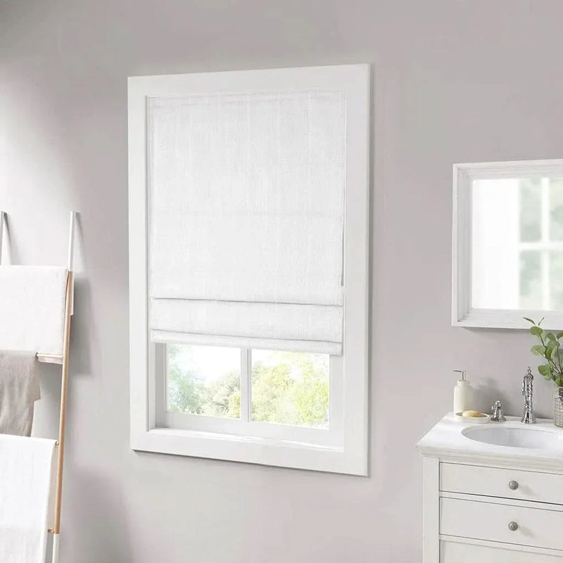 Room Darkening Roman Shade Polyester White Window Shade Basketweave
