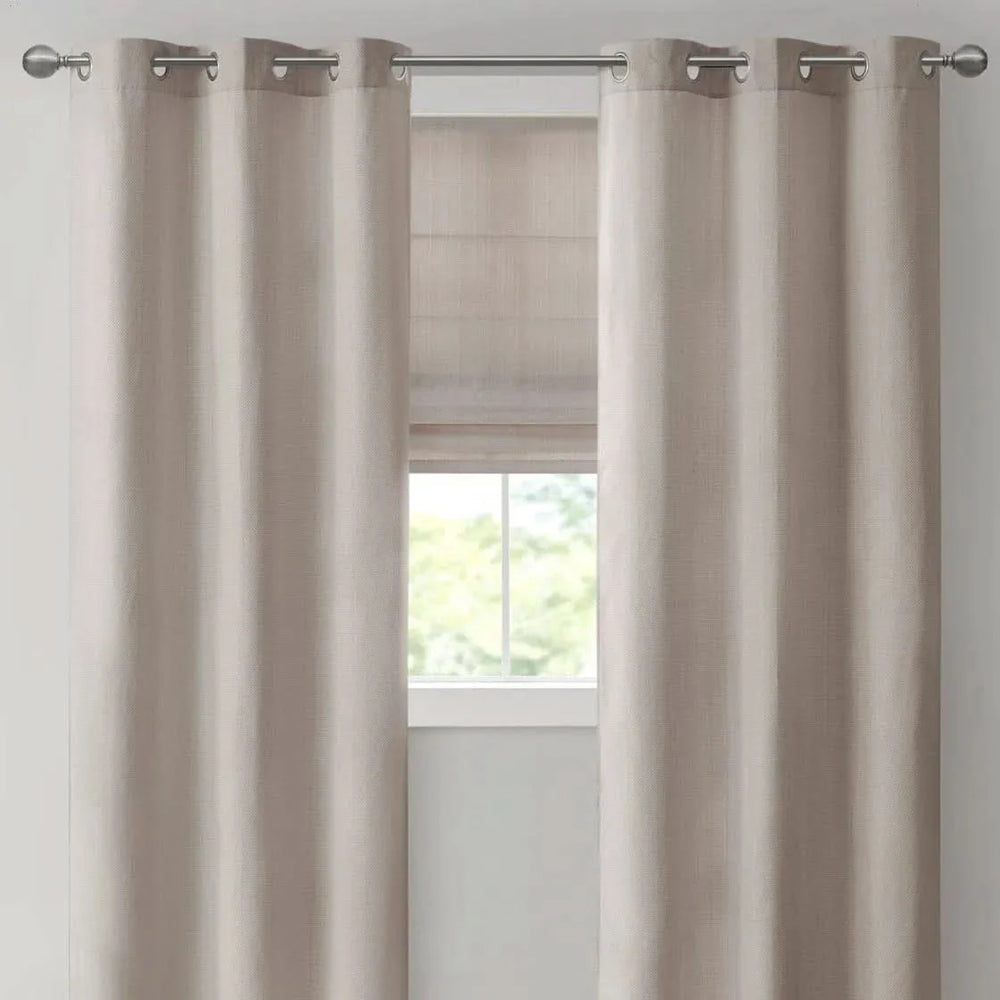 Room Darkening Roman Shade Cordless Polyester Taupe Window Treatment Media 18