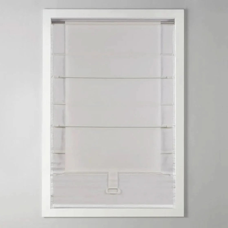 Roman Shade Polyester Basketweave Cordless Room Darkening 64 Inch Window