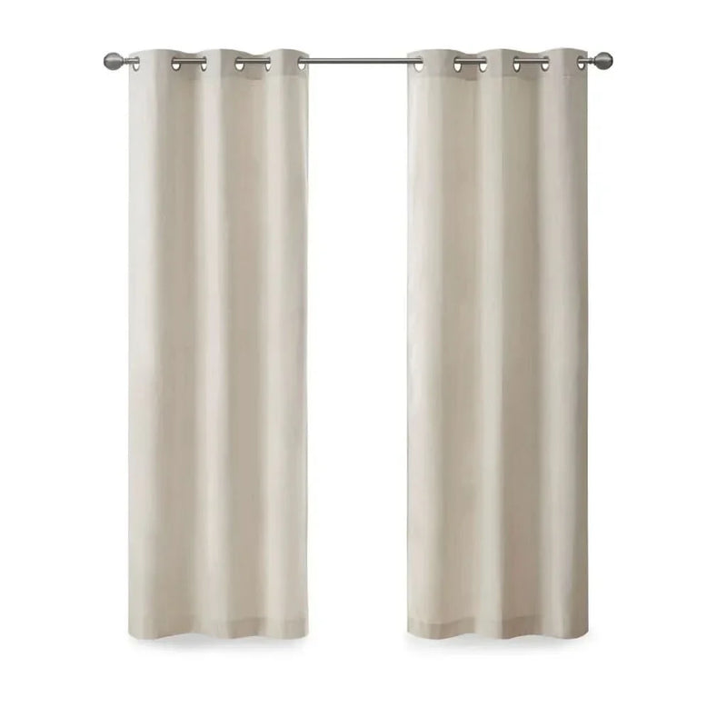 Room Darkening Curtains Polyester Basketweave Pattern Pair 84x40 Ivory