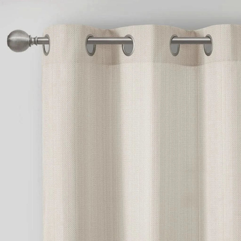 Room Darkening Curtains Polyester Basketweave Pattern Pair 84x40 Ivory