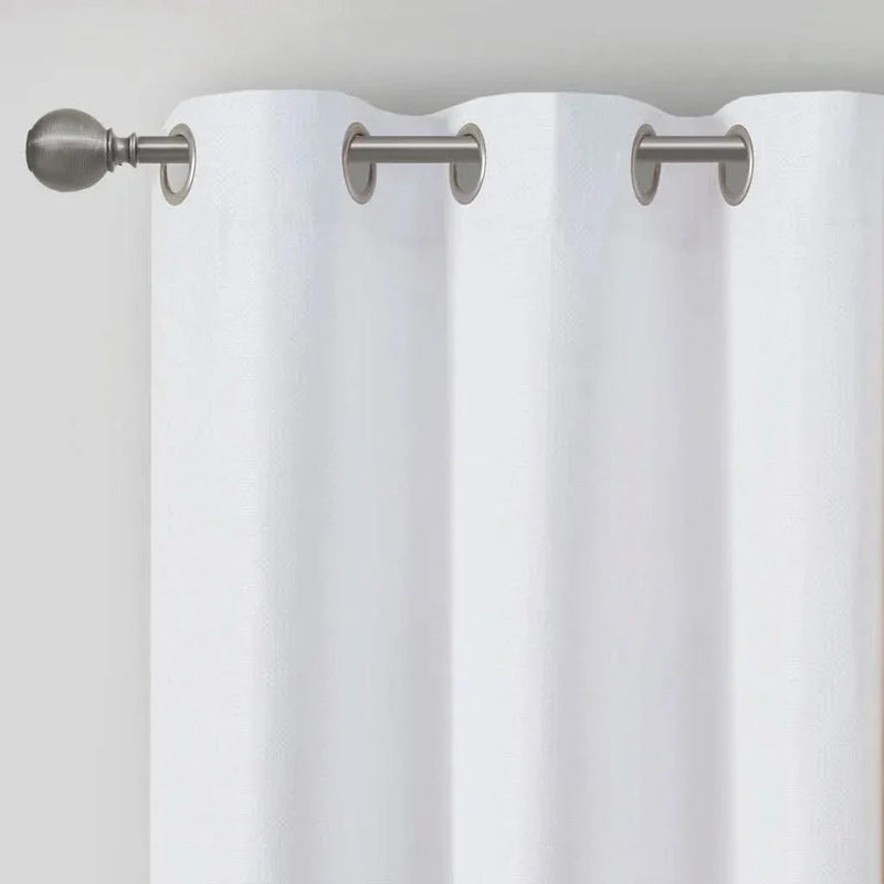 Basketweave Curtains Polyester Room Darkening Window Panel Pair 84 Inch Length