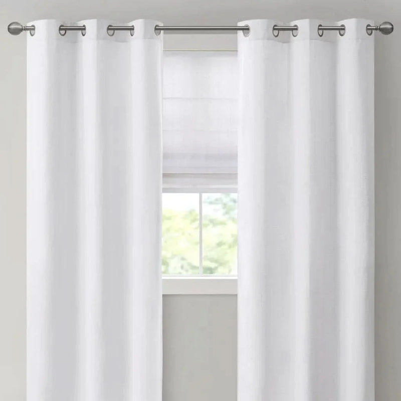 Basketweave Curtains Polyester Room Darkening Window Panel Pair 84 Inch Length
